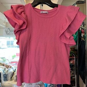 Zara Fuchsia Ruffled Blouse